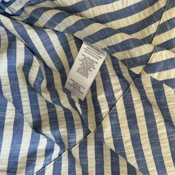 NEW Cara Cara Calypso Midi Dress Sz6 Ivory Blue Striped Seersucker Vacation - Picture 10 of 13